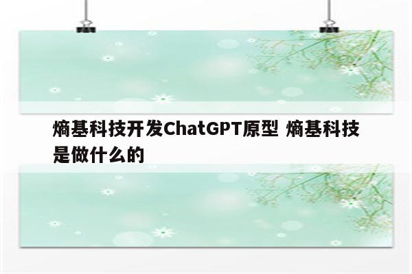 熵基科技开发ChatGPT原型 熵基科技是做什么的