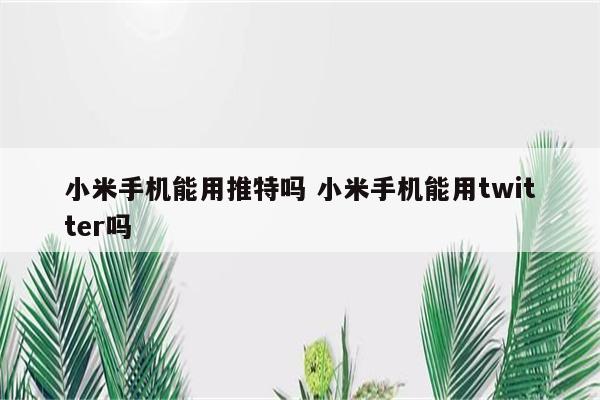 小米手机能用推特吗 小米手机能用twitter吗