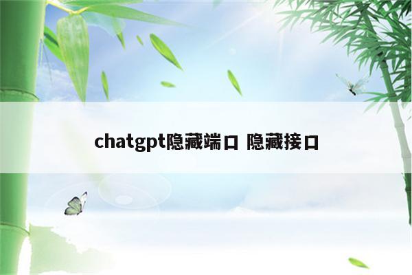 chatgpt隐藏端口 隐藏接口