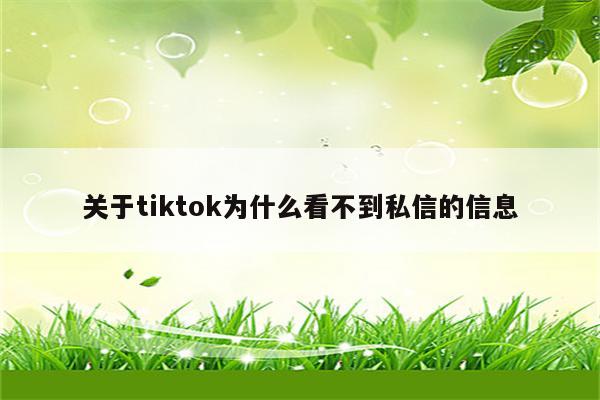 关于tiktok为什么看不到私信的信息