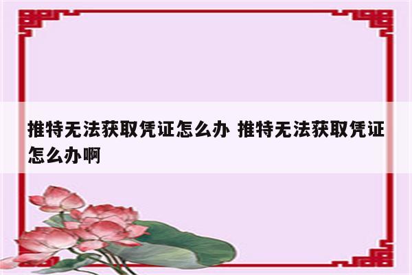 推特无法获取凭证怎么办 推特无法获取凭证怎么办啊