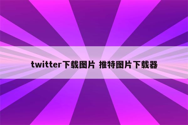 twitter下载图片 推特图片下载器