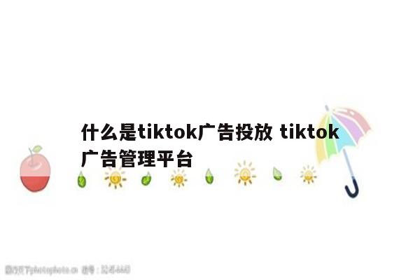 什么是tiktok广告投放 tiktok广告管理平台