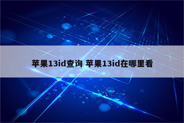 苹果13id查询 苹果13id在哪里看