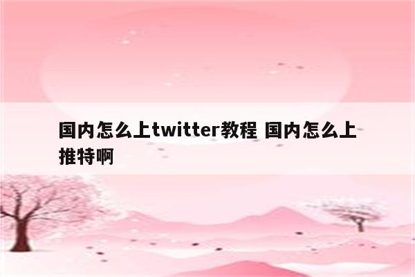 国内怎么上twitter教程 国内怎么上推特啊