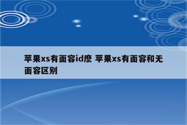 苹果xs有面容id麽 苹果xs有面容和无面容区别