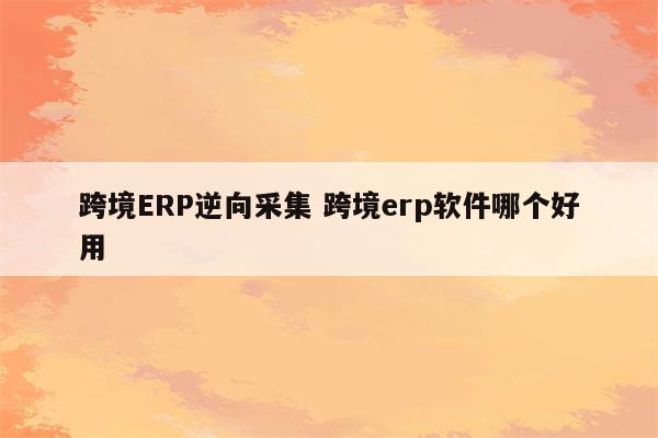 跨境ERP逆向采集 跨境erp软件哪个好用