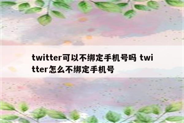 twitter可以不绑定手机号吗 twitter怎么不绑定手机号