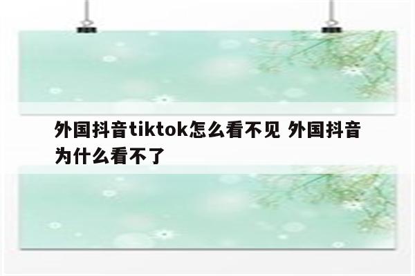 外国抖音tiktok怎么看不见 外国抖音为什么看不了