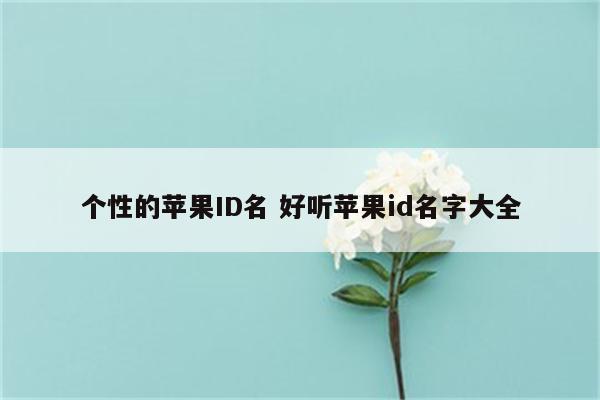 个性的苹果ID名 好听苹果id名字大全