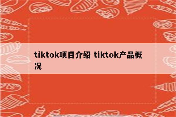 tiktok项目介绍 tiktok产品概况