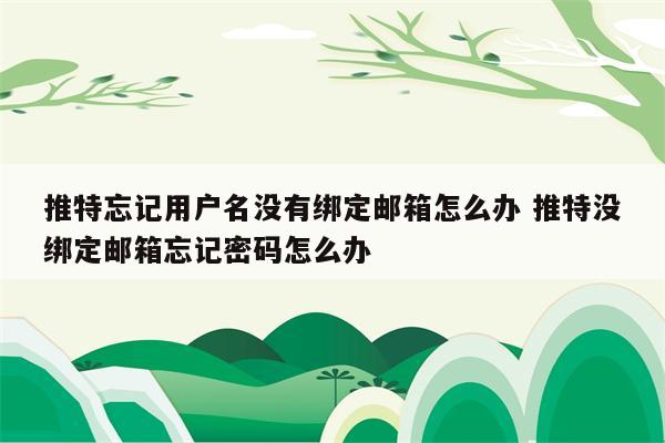 推特忘记用户名没有绑定邮箱怎么办 推特没绑定邮箱忘记密码怎么办