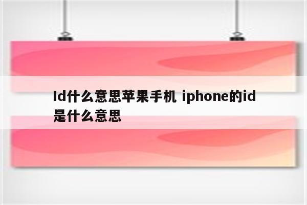 Id什么意思苹果手机 iphone的id是什么意思