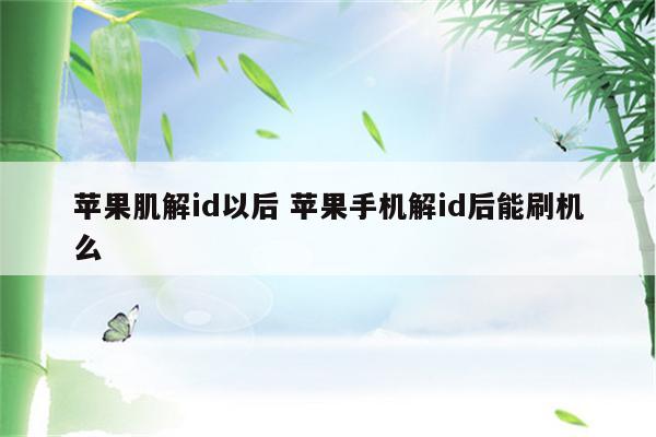 苹果肌解id以后 苹果手机解id后能刷机么