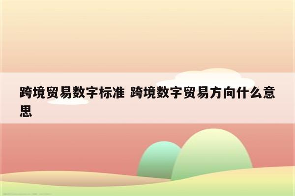 跨境贸易数字标准 跨境数字贸易方向什么意思