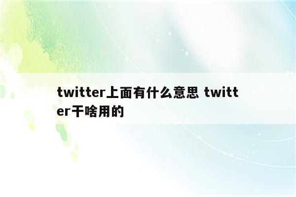 twitter上面有什么意思 twitter干啥用的