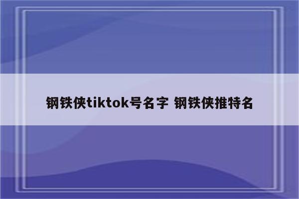 钢铁侠tiktok号名字 钢铁侠推特名