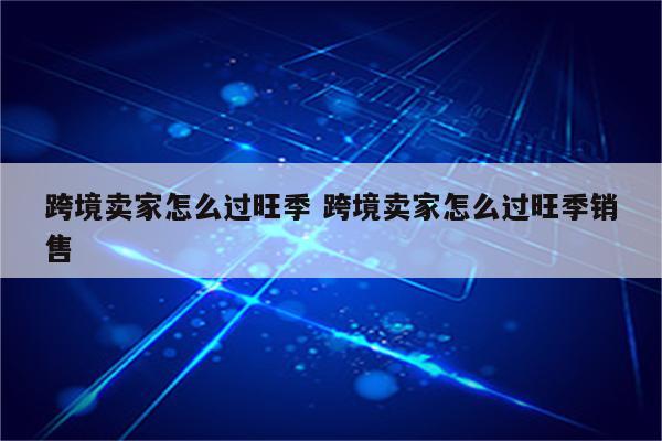 跨境卖家怎么过旺季 跨境卖家怎么过旺季销售