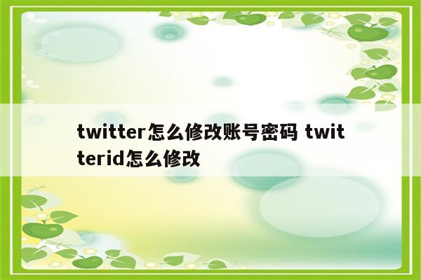 twitter怎么修改账号密码 twitterid怎么修改