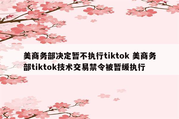 美商务部决定暂不执行tiktok 美商务部tiktok技术交易禁令被暂缓执行