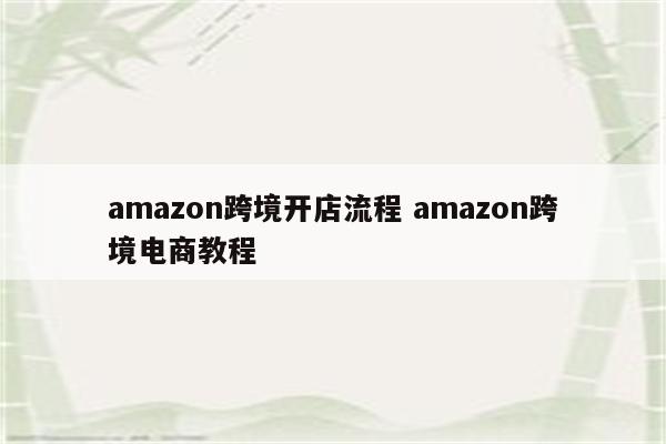 amazon跨境开店流程 amazon跨境电商教程