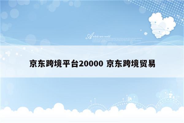 京东跨境平台20000 京东跨境贸易