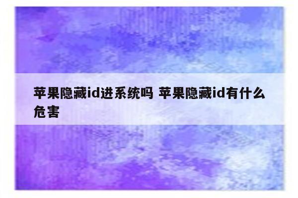 苹果隐藏id进系统吗 苹果隐藏id有什么危害