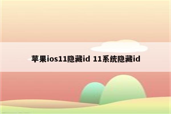 苹果ios11隐藏id 11系统隐藏id