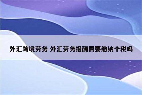 外汇跨境劳务 外汇劳务报酬需要缴纳个税吗