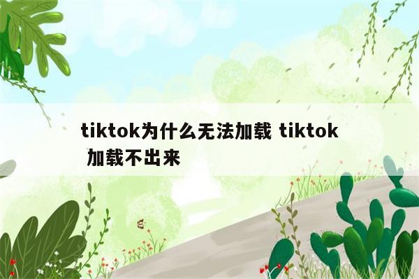 tiktok为什么无法加载 tiktok 加载不出来