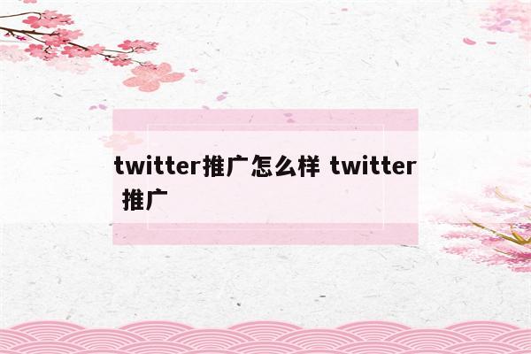 twitter推广怎么样 twitter 推广