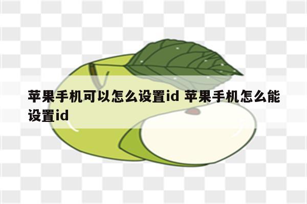 苹果手机可以怎么设置id 苹果手机怎么能设置id