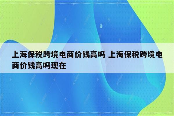 上海保税跨境电商价钱高吗 上海保税跨境电商价钱高吗现在