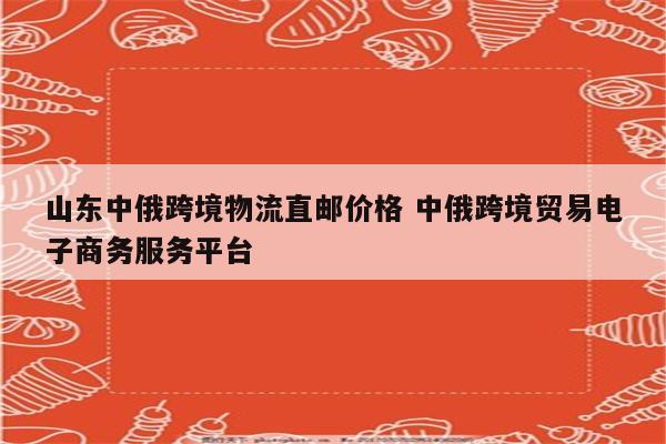 山东中俄跨境物流直邮价格 中俄跨境贸易电子商务服务平台