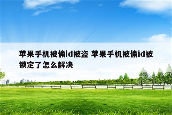 苹果手机被偷id被盗 苹果手机被偷id被锁定了怎么解决