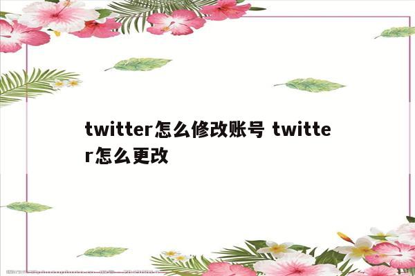 twitter怎么修改账号 twitter怎么更改