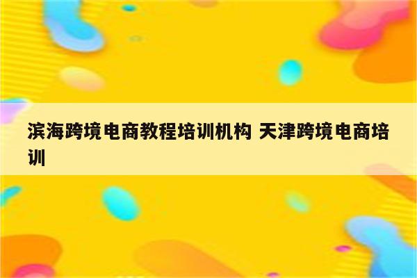 滨海跨境电商教程培训机构 天津跨境电商培训