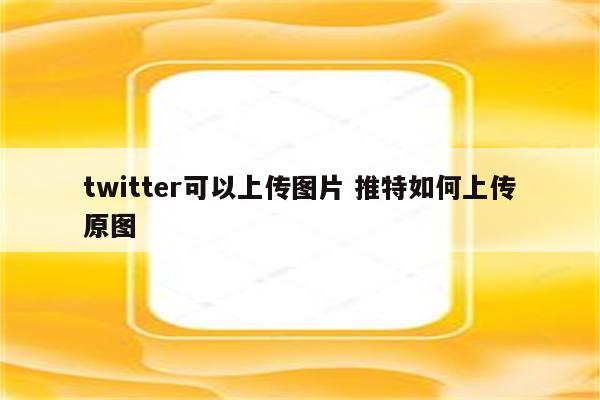 twitter可以上传图片 推特如何上传原图