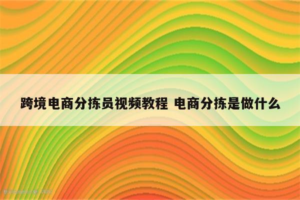 跨境电商分拣员视频教程 电商分拣是做什么