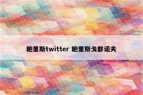 鲍里斯twitter 鲍里斯戈都诺夫