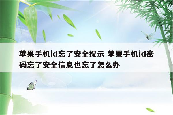 苹果手机id忘了安全提示 苹果手机id密码忘了安全信息也忘了怎么办