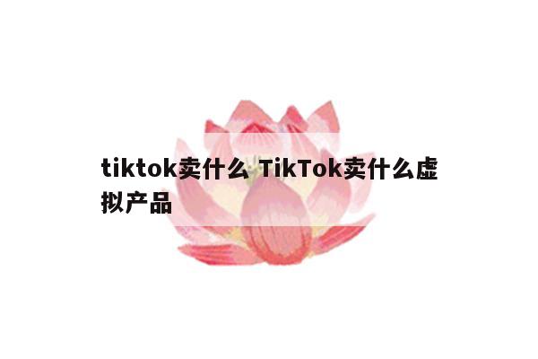 tiktok卖什么 TikTok卖什么虚拟产品