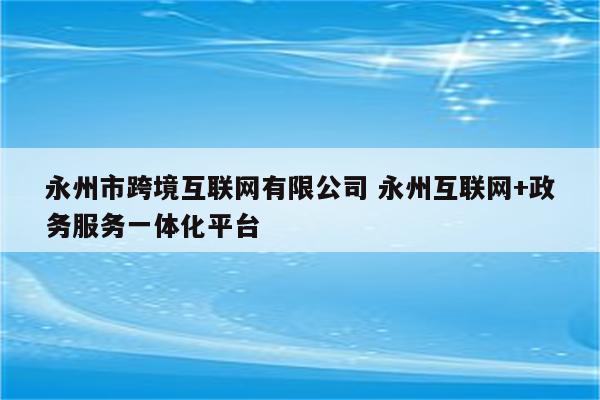 永州市跨境互联网有限公司 永州互联网+政务服务一体化平台