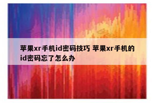 苹果xr手机id密码技巧 苹果xr手机的id密码忘了怎么办