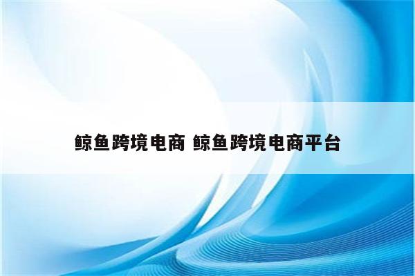 鲸鱼跨境电商 鲸鱼跨境电商平台