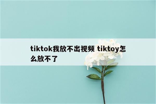 tiktok我放不出视频 tiktoy怎么放不了