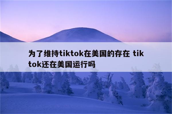为了维持tiktok在美国的存在 tiktok还在美国运行吗