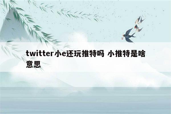 twitter小e还玩推特吗 小推特是啥意思