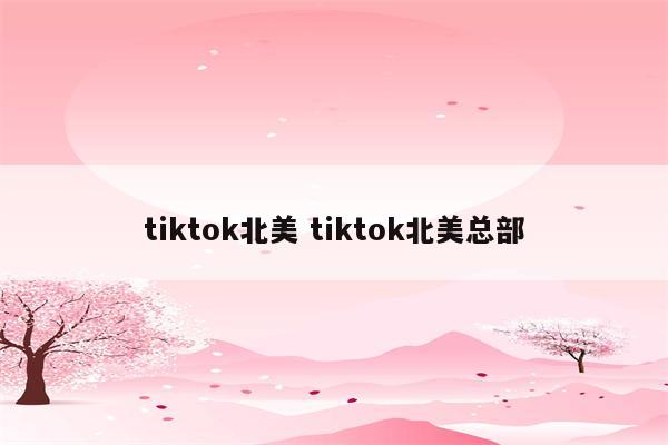 tiktok北美 tiktok北美总部