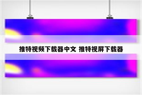 推特视频下载器中文 推特视屏下载器